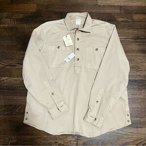 NWT Brooks Brothers Garment-Dyed Long-Sleeve Work Shirt - Tan/Khaki